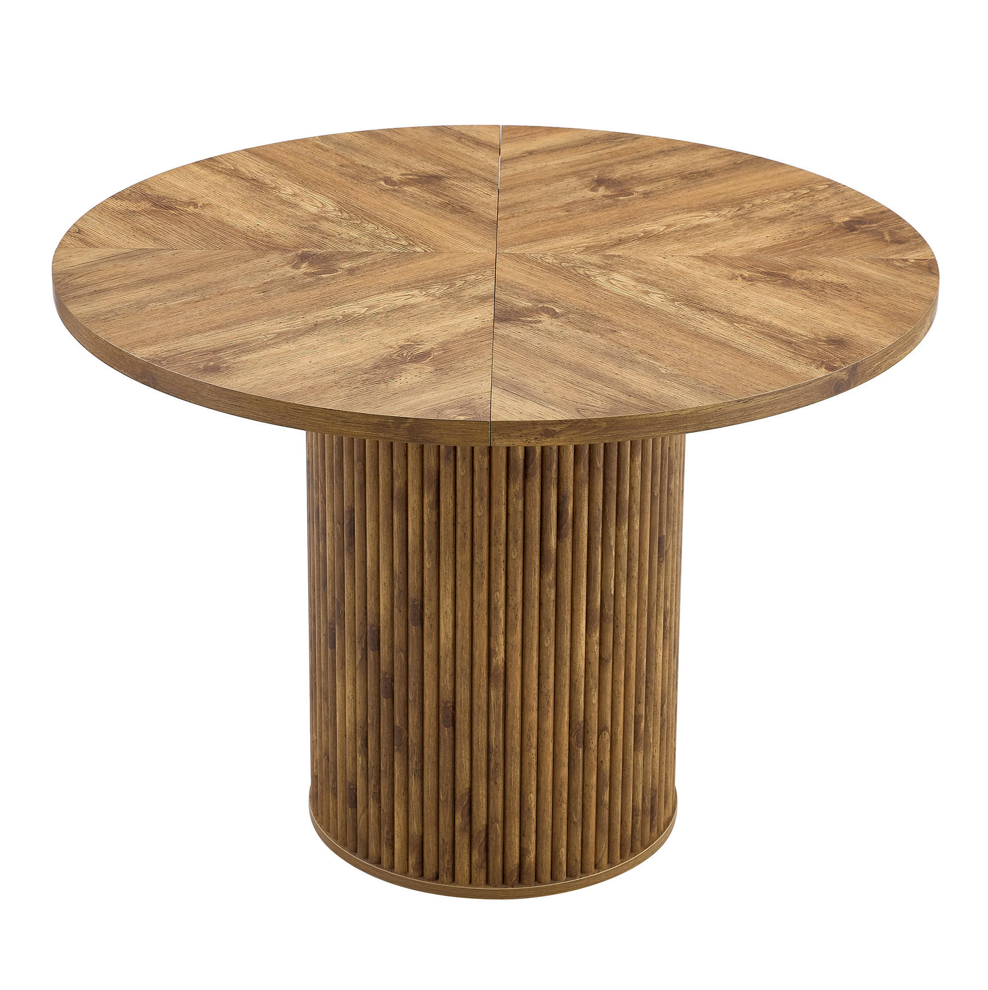 ESSTISCH Rund 100/100/76 cm Holzfarben aus MDF mit Stauraum zylindrisches Tischbein - Naturfarben, Holzwerkstoff (100/100/76cm) - OKWISH