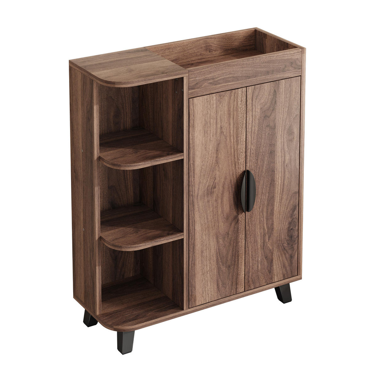 SCHUHSCHRANK schmal 80 x 32 x 99 cm Walnut mit offenen Fächern - Walnussfarben, Holzwerkstoff (32/99/80cm) - Beauniv