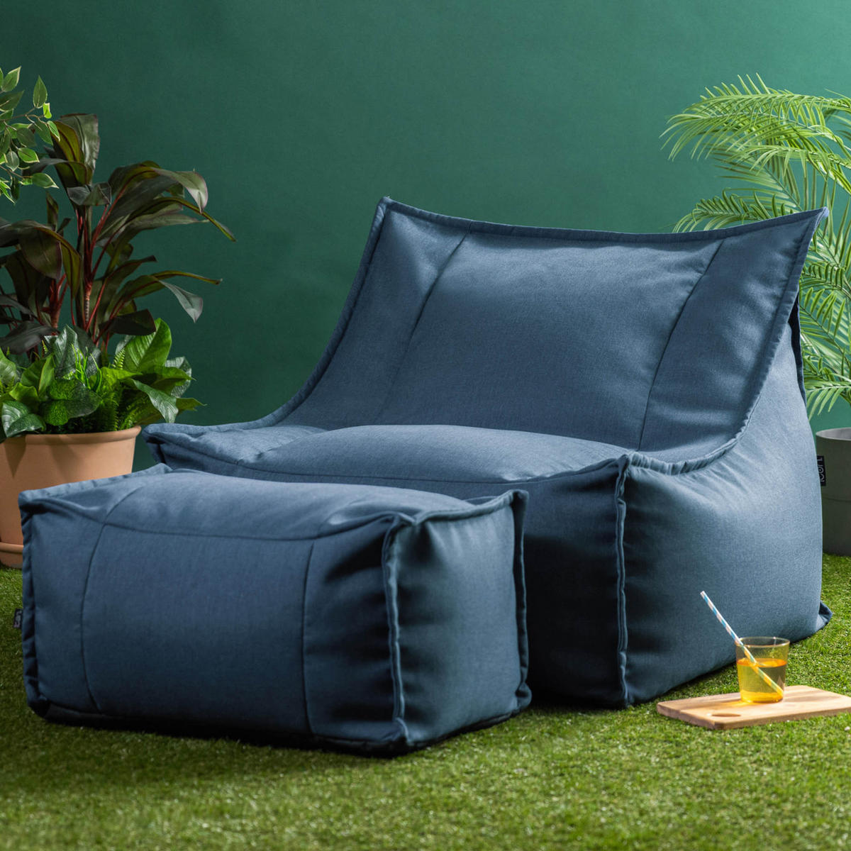 SITZSACK Outdoor-Sessel Alto + Hocker - Blau, Textil (94/75/94cm) - icon