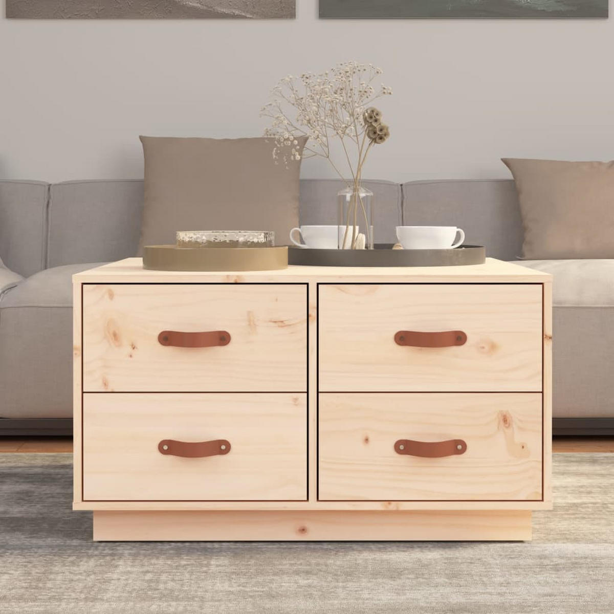 COUCHTISCH 80x80x45 cm Massivholz Kiefer - Naturfarben, Holz (80/45/80cm) - furnicato