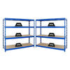 SCHWERLASTREGAL Rhino 2er-Set mit 2x 180x200x60 cm 4 Spanplatten-Ebenen 16mm Fachlast 500 kg Blau - Blau, Metall (400/180/60cm) - PROREGAL