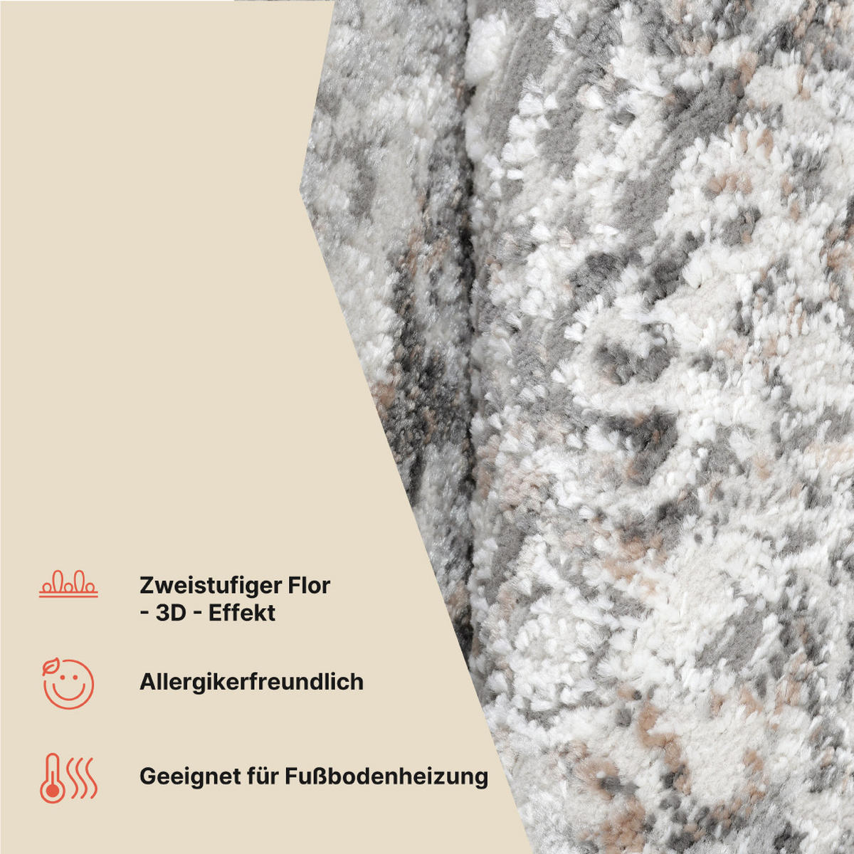 TEPPICH VALLEY Grau Rund 200/200 cm - Grau, Textil (200/200cm) - Tapiso