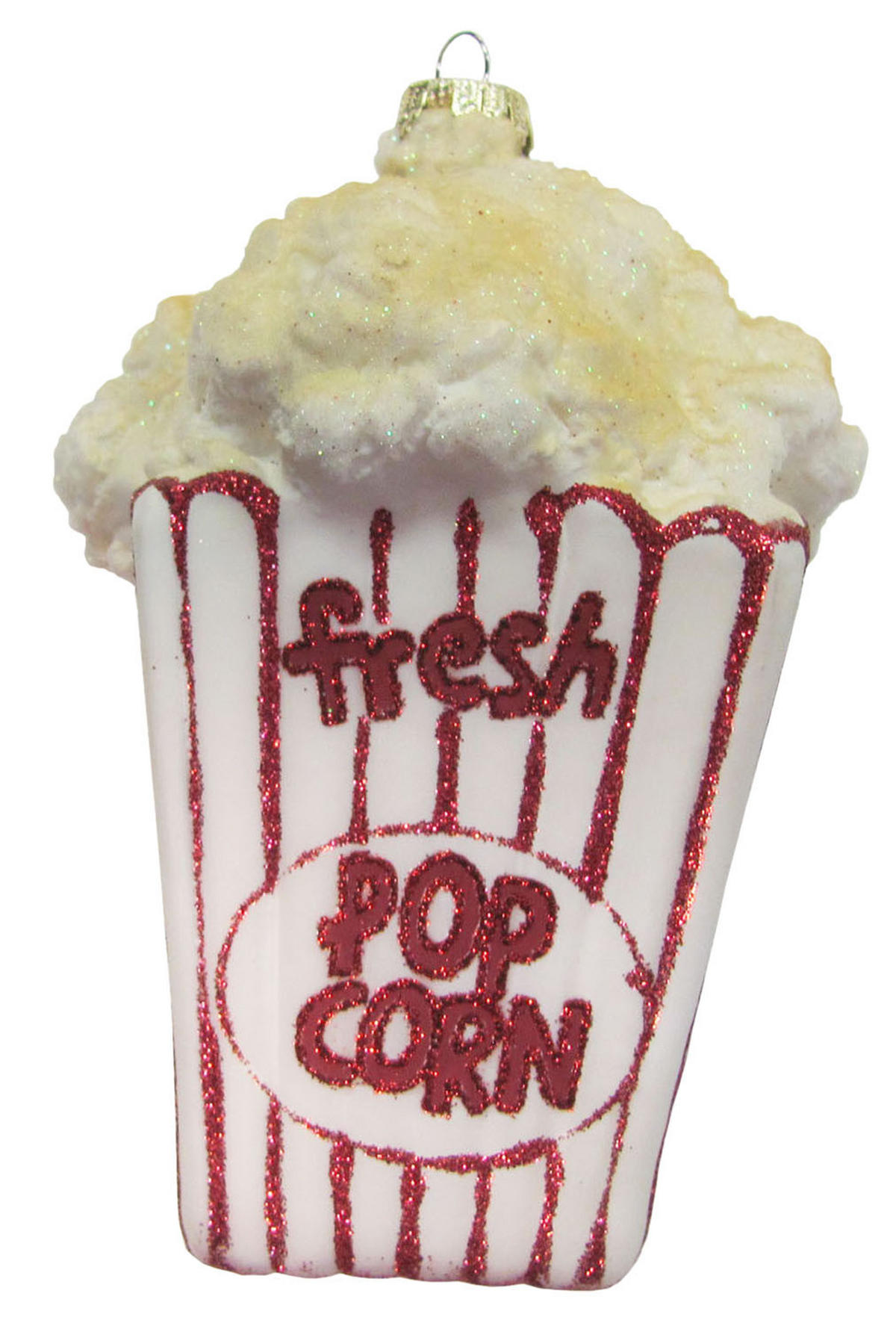 CHRISTBAUMSCHMUCK Tüte Popcorn Weiß 13cm (Glas / 1 Stk.) - Weiß, Glas (9/13/9cm) - Krebs Glas Lauscha