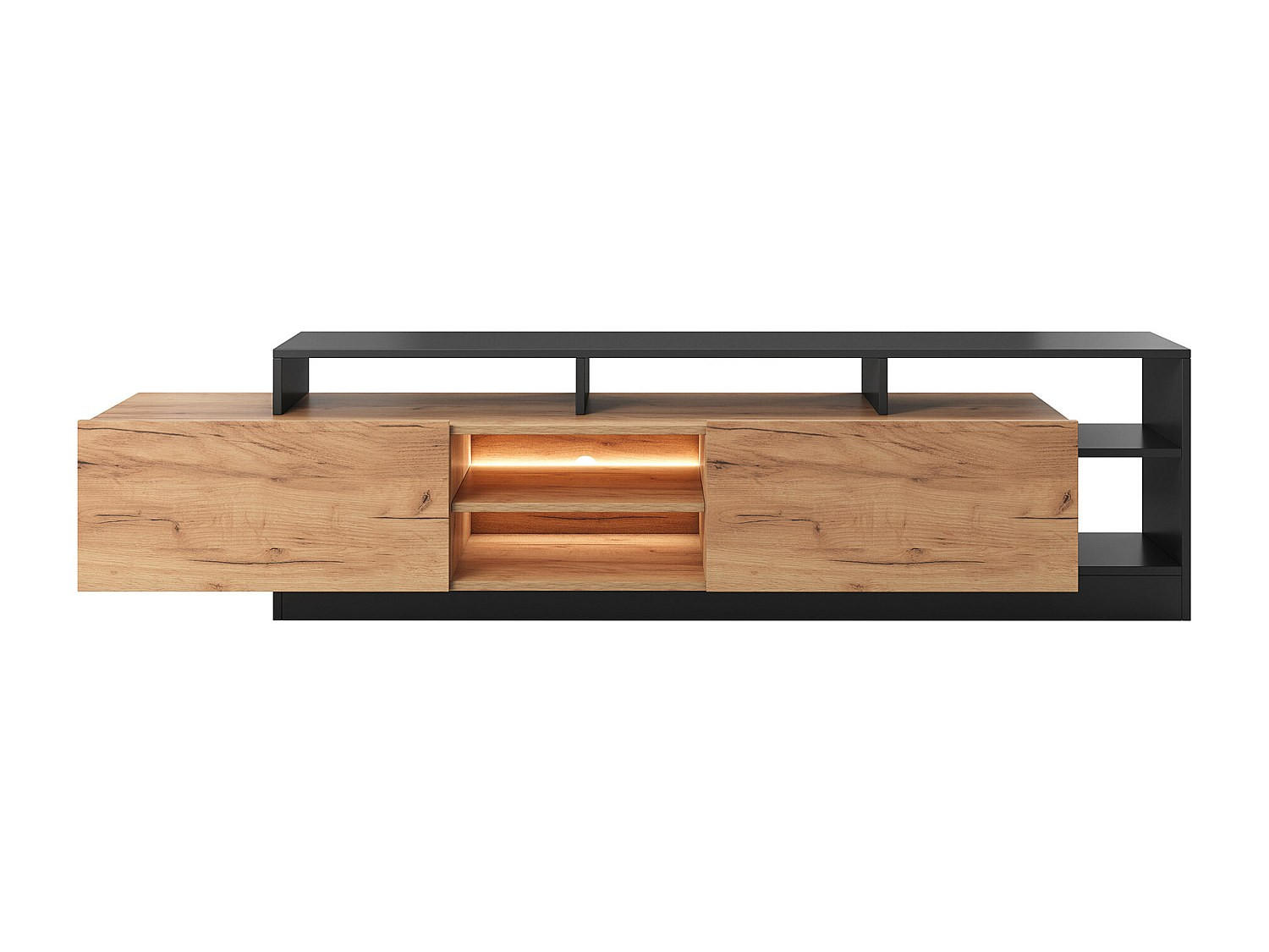 TV-BOARD - 192.4 x 43.6 - holz - anthrazitgrau, naturfarben hell Idesia - Anthrazit/Naturfarben, Holz (192.4/47.8/43.6cm) - Vente-Unique