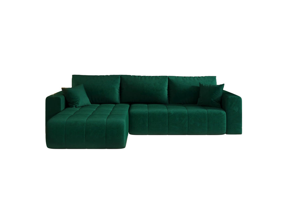 ECKSOFA mit Schlaffunktion MILO L Monolith 37 Links - Grün, Textil (280/175cm) - Bedante
