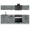 KÜCHENZEILE Linda 240 cm, ohne Arbeitsplatten, Glamour Wood - Grau, Holz (240/204/60cm) - B BELINI GROUP