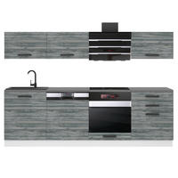 KÜCHENZEILE Linda 240 cm, ohne Arbeitsplatten, Glamour Wood - Grau, Holz (240/204/60cm) - B BELINI GROUP