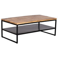 COUCHTISCH Sicilia - Schwarz/Naturfarben, Holz/Metall (60/110/41cm) - Mr. Deko