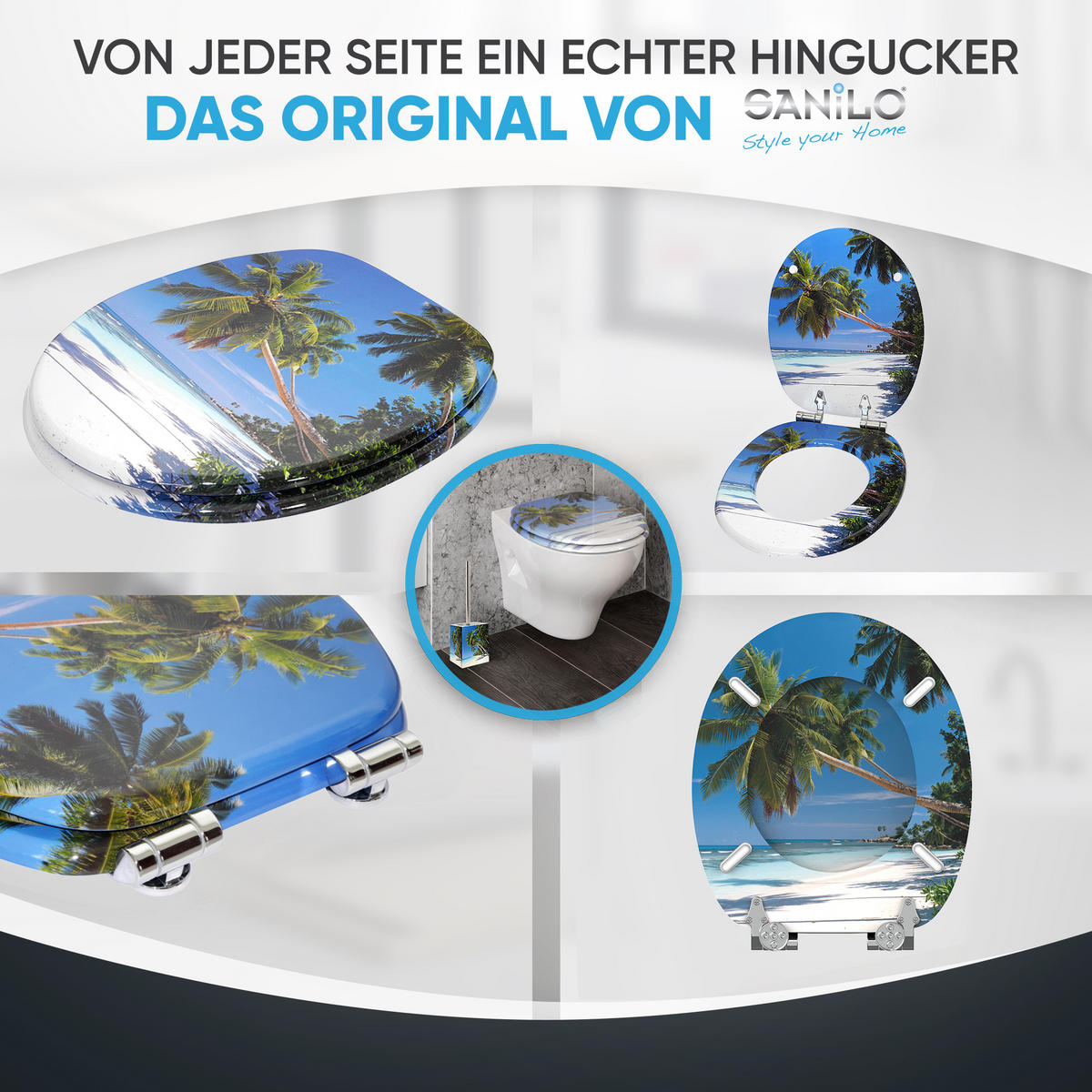 WC-SITZ mit Absenkautomatik Karibik - Blau, Holzwerkstoff (38/6/47cm) - Sanilo