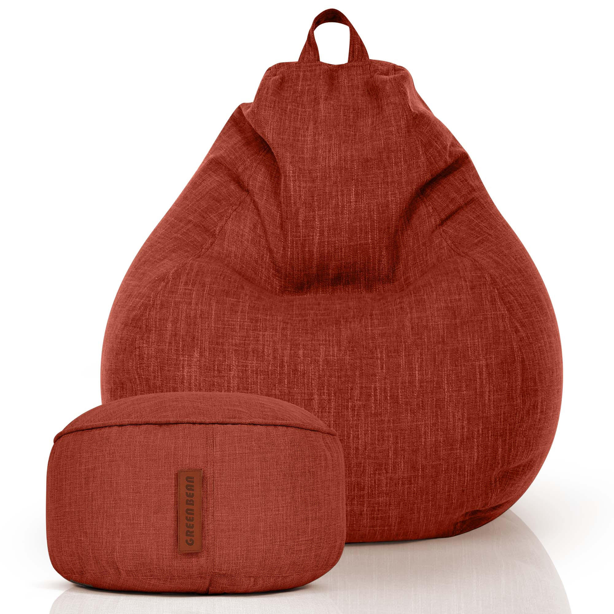 SITZSACK Indoor Set "Home Linen“+Hocker - Rot, Textil (80/90/50cm) - Green Bean