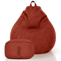 SITZSACK Indoor Set "Home Linen“+Hocker - Rot, Textil (80/90/50cm) - Green Bean