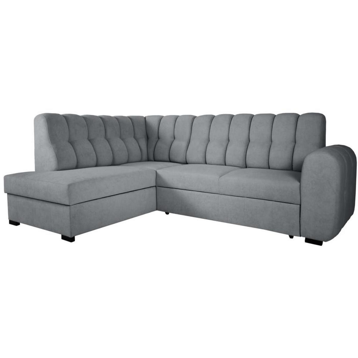 ECKSCHLAFSOFA Zoja links grau - Schwarz/Grau, Textil (261/193cm) - Beautysofa