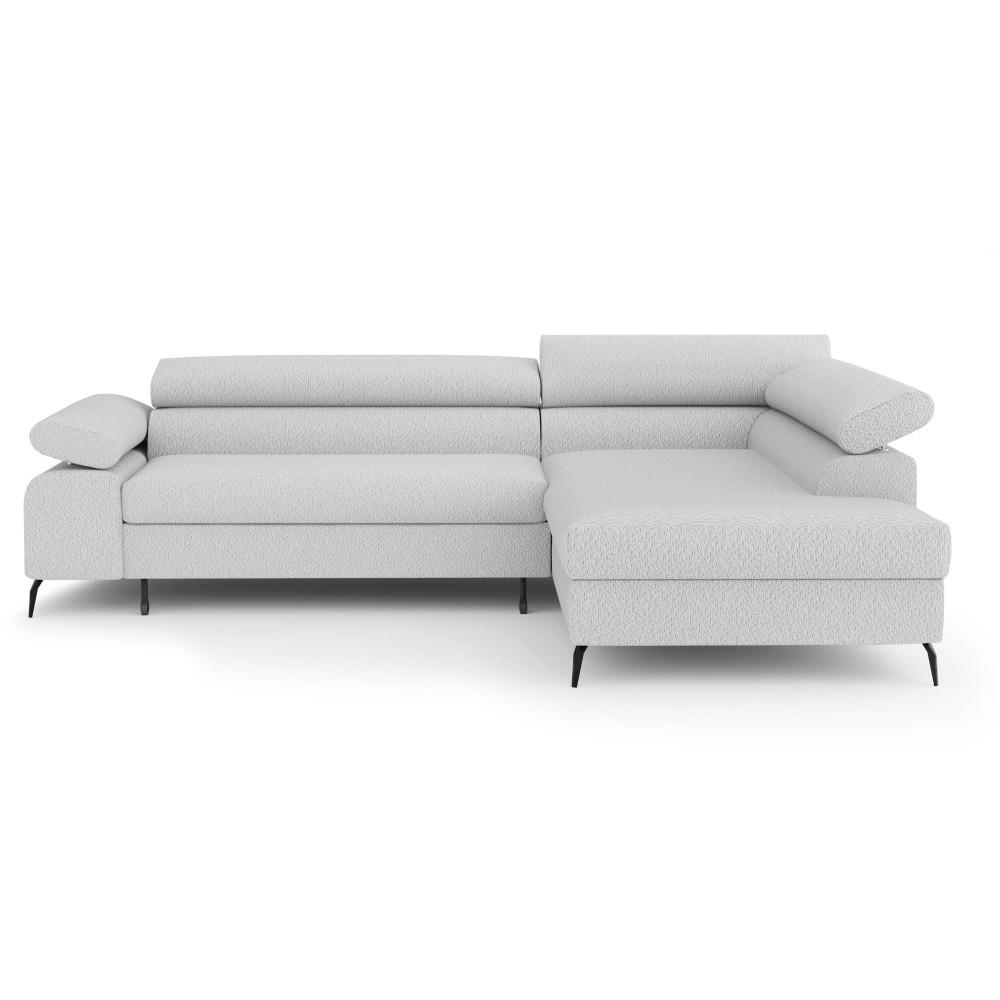 ECKSCHLAFSOFA Mellow mit Bettkasten, Hellgrau, rechts - Hellgrau/Schwarz, Textil (270/205cm) - Beautysofa