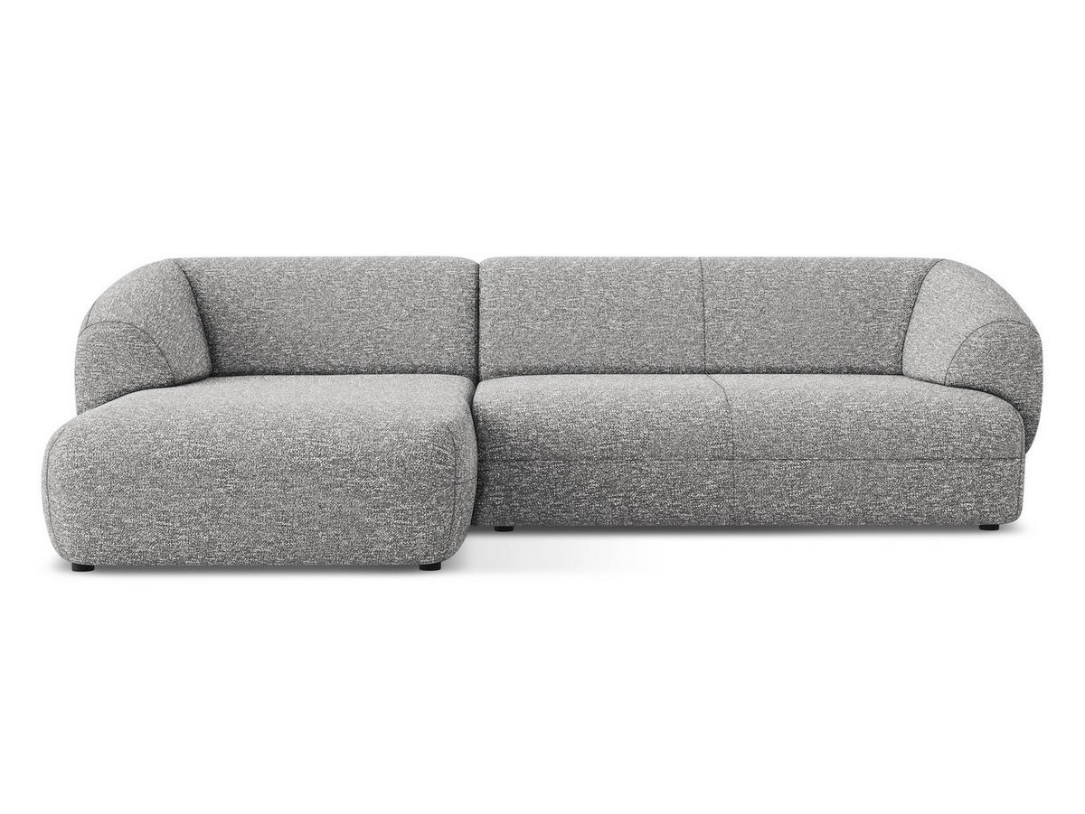ECKSOFA links Strukturstoff Stoff Grau - Hellgrau/Schwarz, Kunststoff/Textil (156/280cm) - Makamii