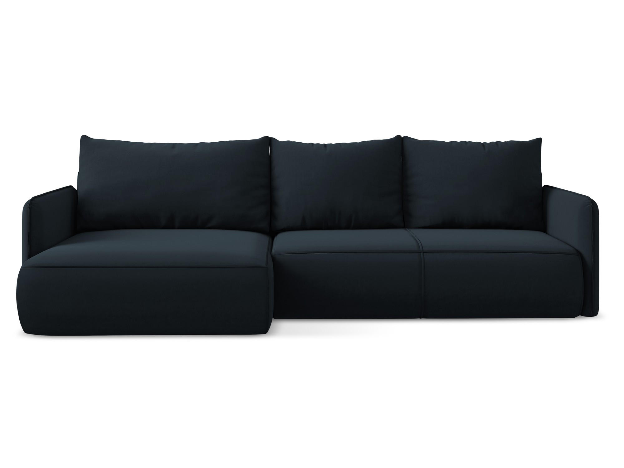 ECKSOFA mit Schlaffunktion Samt Stoff Blau - Blau/Schwarz, Kunststoff/Textil (148/240cm) - Makamii