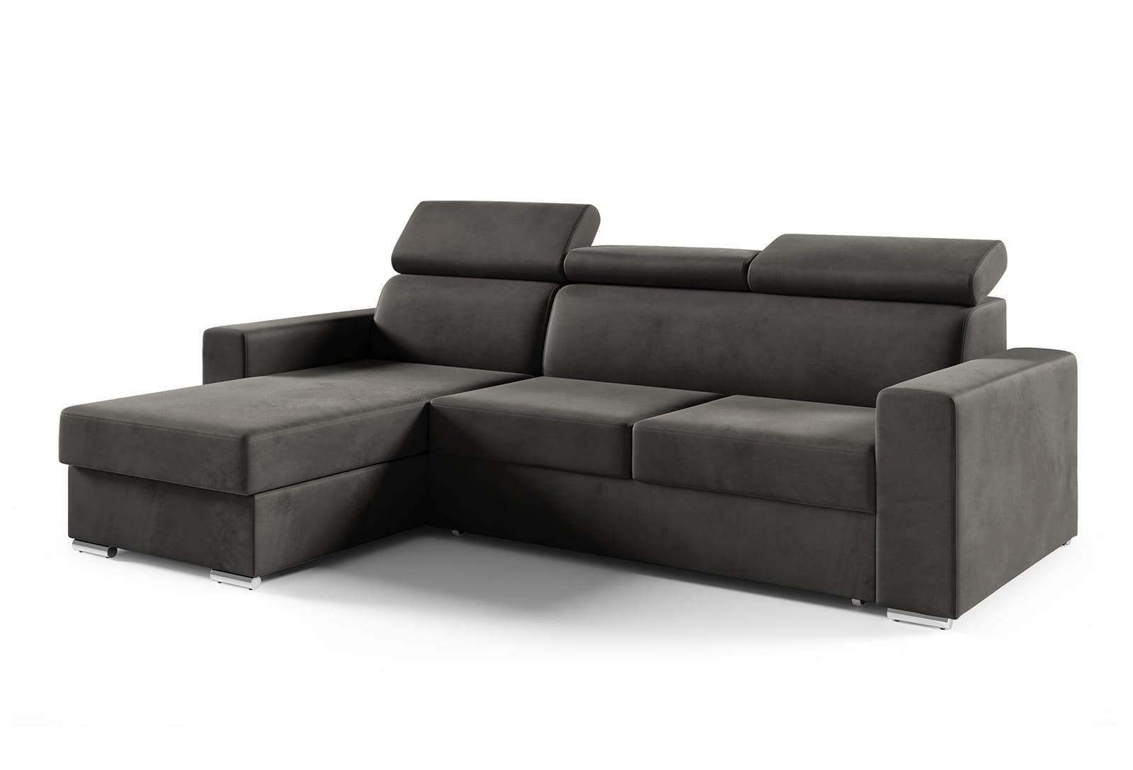 ECKSOFA Nela L-Form mit Bettkasten und Schlaffunktion - Dunkelgrau, Textil (245/170cm) - Jerpax
