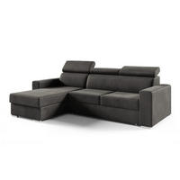 ECKSOFA Nela L-Form mit Bettkasten und Schlaffunktion - Dunkelgrau, Textil (245/170cm) - Jerpax
