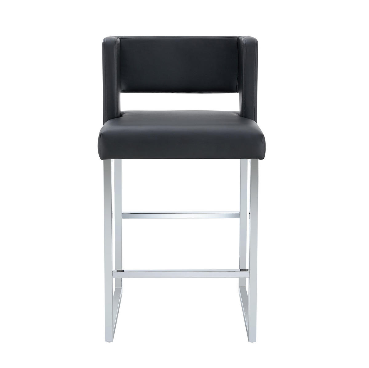 BARHOCKER Schwarz mit gepolstertem PU-Sitz und Metallgestell - Schwarz, Metall (53.3/91.4/48cm) - MIVRAY