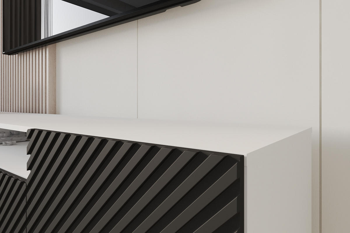 LOWBOARD ZENO-W 200x40x41 cm - Weiß / Schwarz - Schwarz, Holzwerkstoff (200/40/41cm) - ALTDECOR