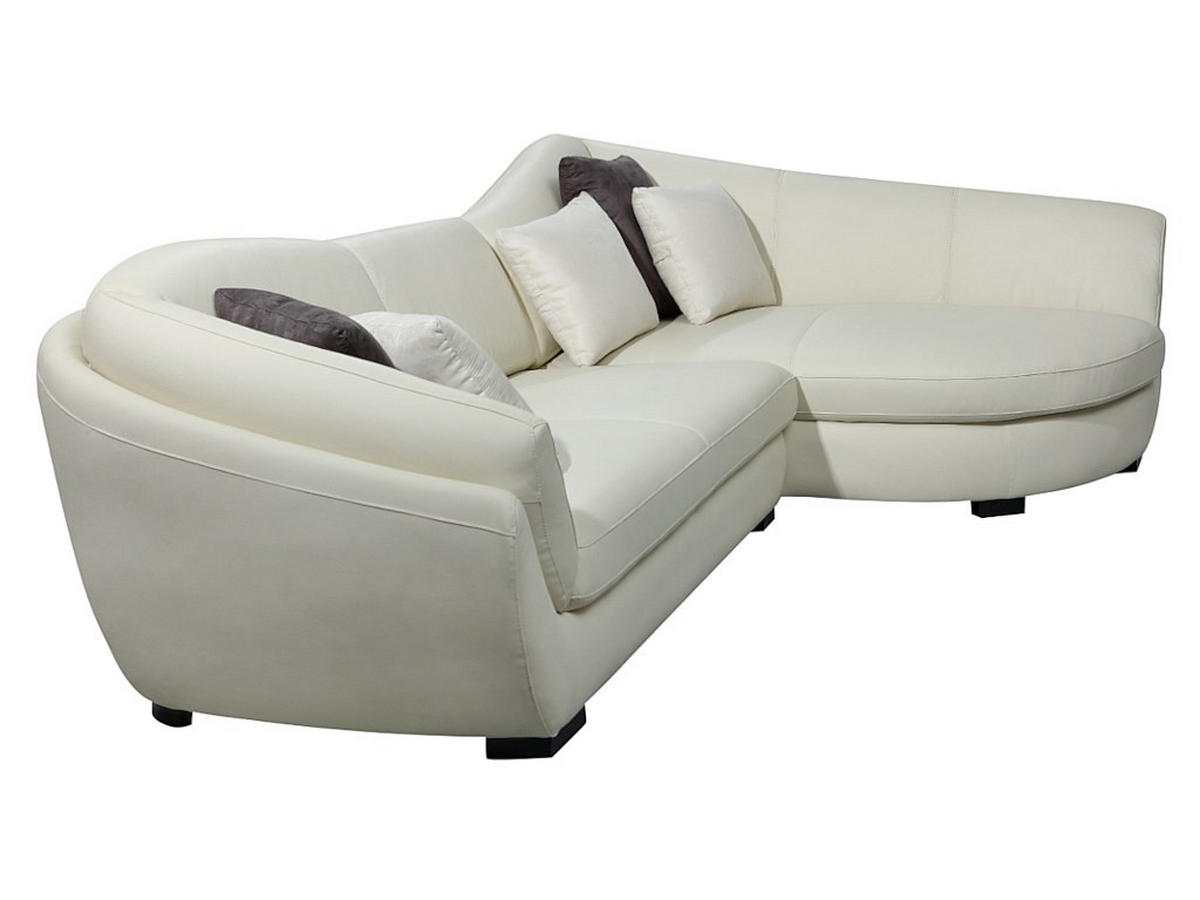 SOFA - 5 Personen - leder - elfenbeinfarben Caipi - Weiß, Leder/Holz (285/85/175cm) - Vente-Unique