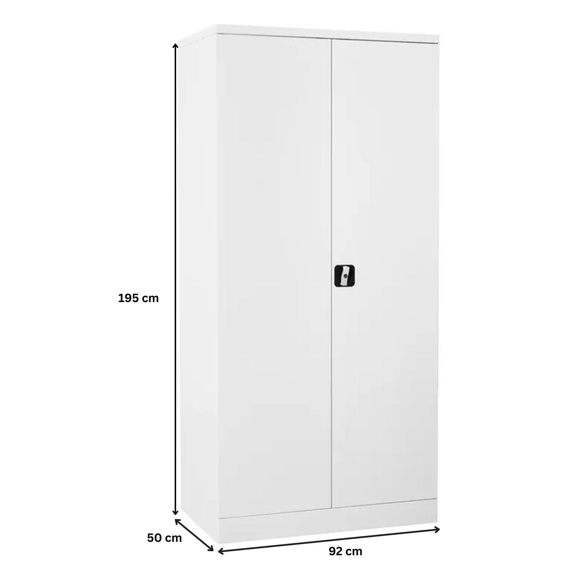STAHLSCHRANK Bee mit 9 lackierten Fachböden 195x92x50 cm Korpusfarbe Verkehrsweiß Frontfarbe Verkehrsweiß - Weiß, Metall (92/195/50cm)