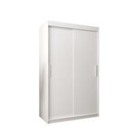 SCHWEBETÜRENSCHRANK 200/120/62 2-türig - Silberfarben/Weiß, Holz/Kunststoff (120/200/62cm) - MÖBEL KRYSPOL