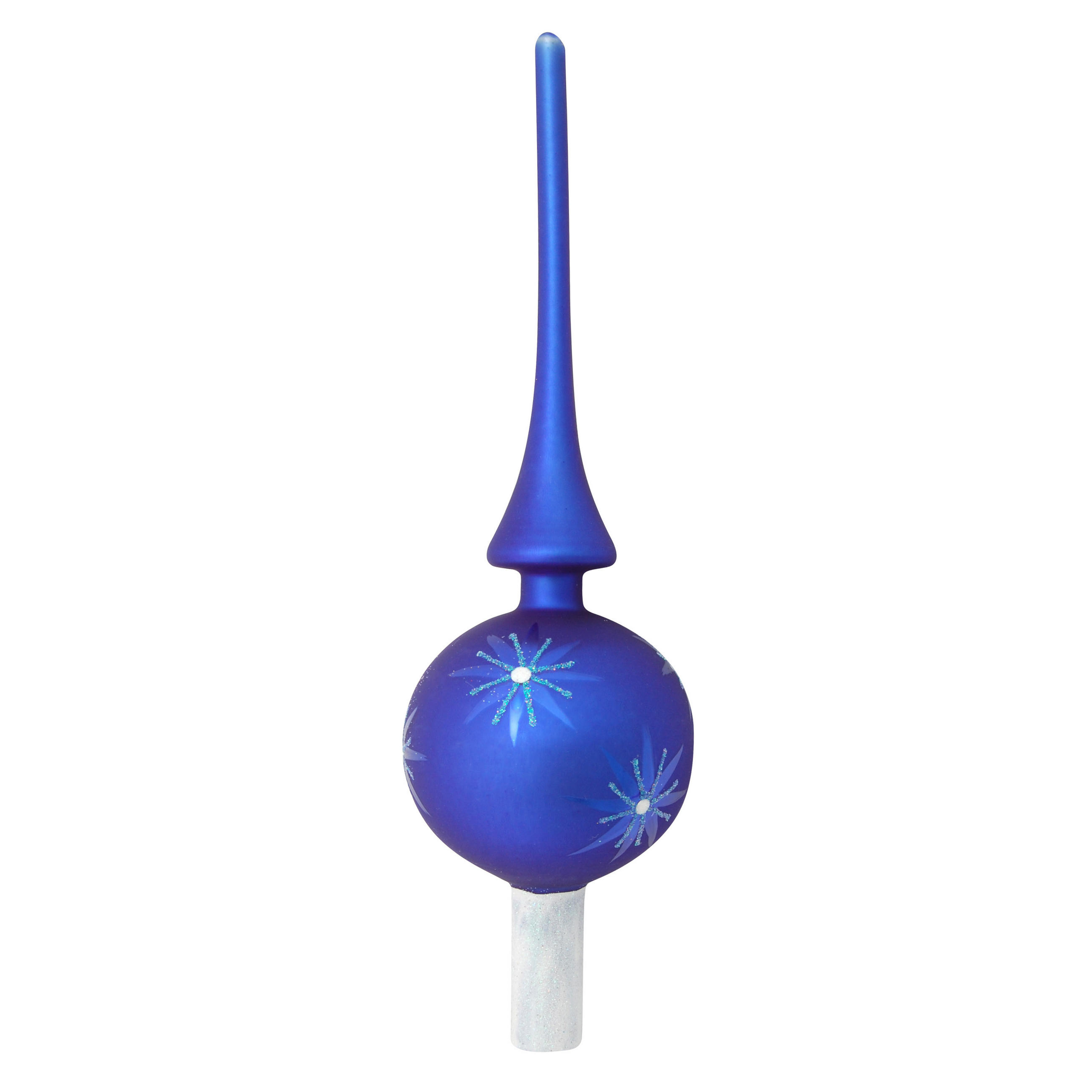 Krebs Glas Lauscha Baumspitze Blau 27 cm