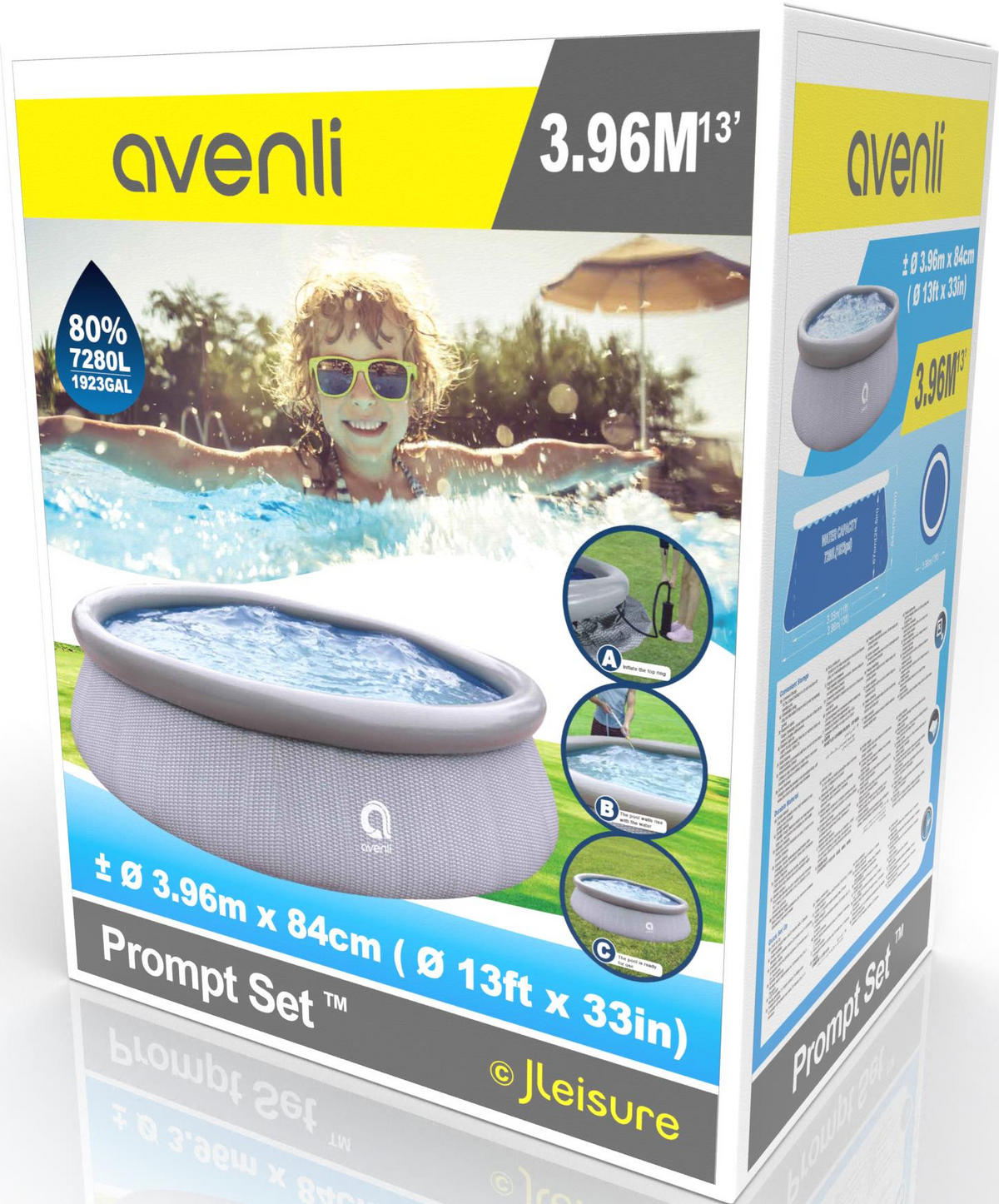 POOL Aufstellpool Prompt Set rund 396 x 84 cm rattan-grau ohne Filterpumpe - Grau, Kunststoff (396/84/396cm) - Avenli