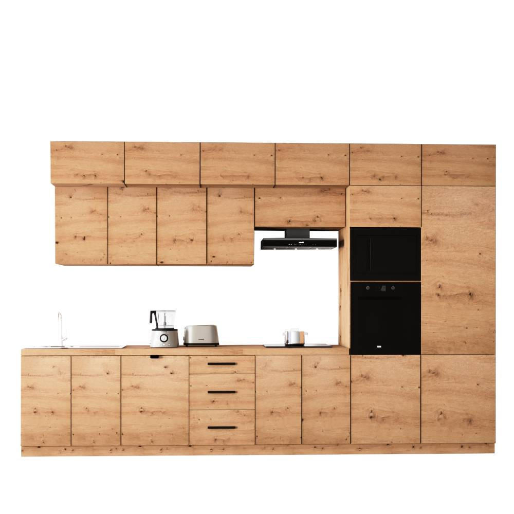 KÜCHENZEILE 400 cm - Langen KL9-M400 in Artisan Eiche - Eiche Artisan, Holz (400/248/58cm)