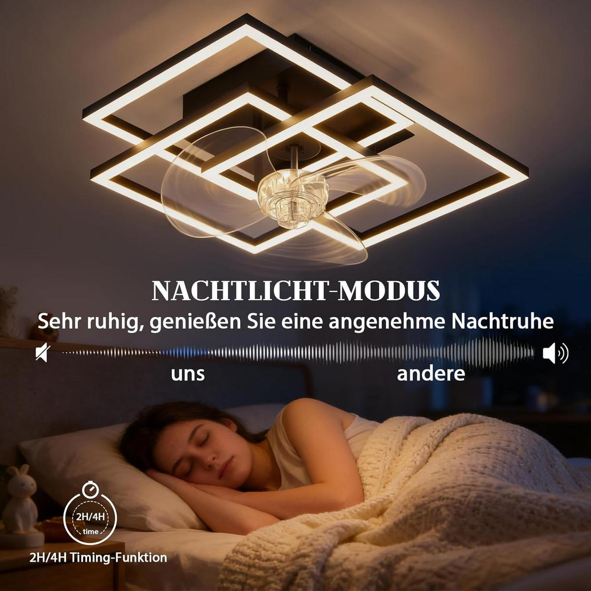 LED stropní ventilátor 37/37/16,5 cm - černá, kov (37/37/16.5cm) - Nettlife
