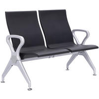 WARTEBANK Kunststoff Schwarz - Schwarz/Grau, Kunststoff/Metall (118/89/59cm) - CLP
