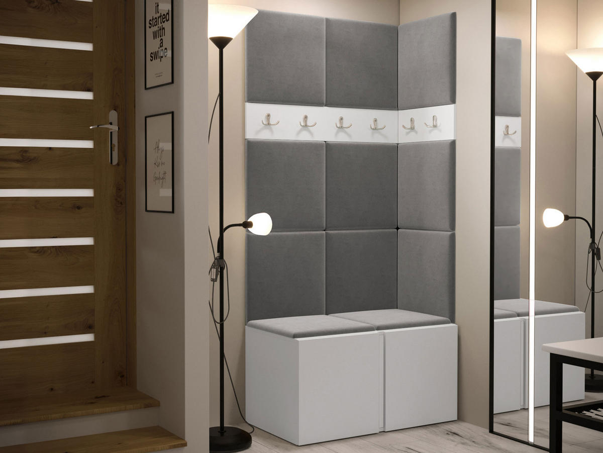 GARDEROBEN-SET Orion I - Weiß/Grau, Holzwerkstoff/Kunststoff (84/186/46cm) - MIRJAN24