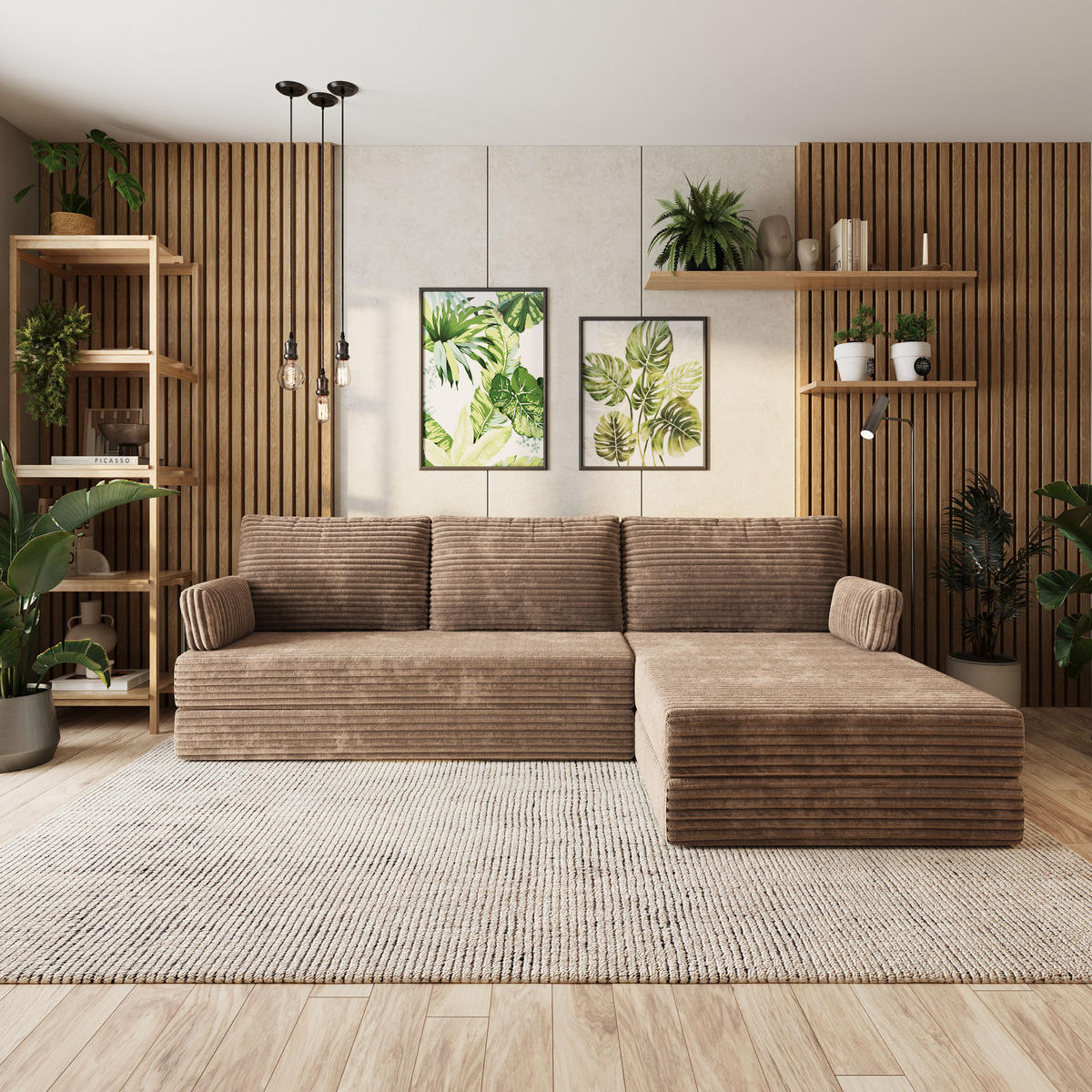 ROHOVÁ SEDAČKA ANKO modulární Boneless pohovka s funkcí spaní, béžová TILIA 17 - béžová, textil (270/160cm) - MASSENO