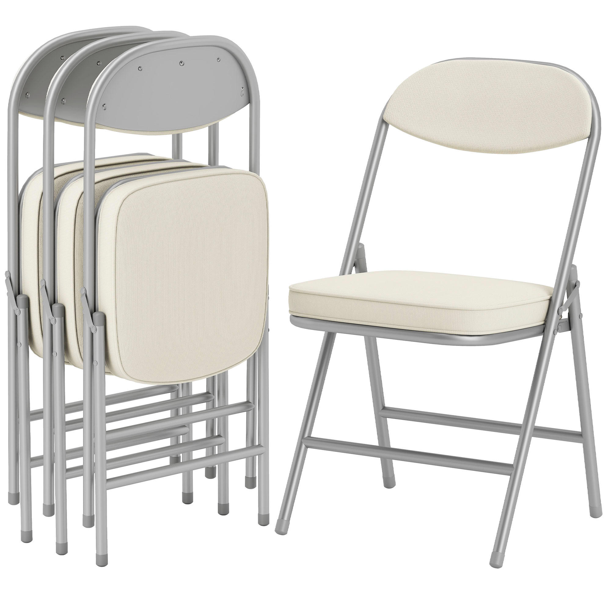 KLAPPSESSEL Weiß 4 Stück - Weiß, Naturmaterialien (45/82/48.5cm) - GiPP