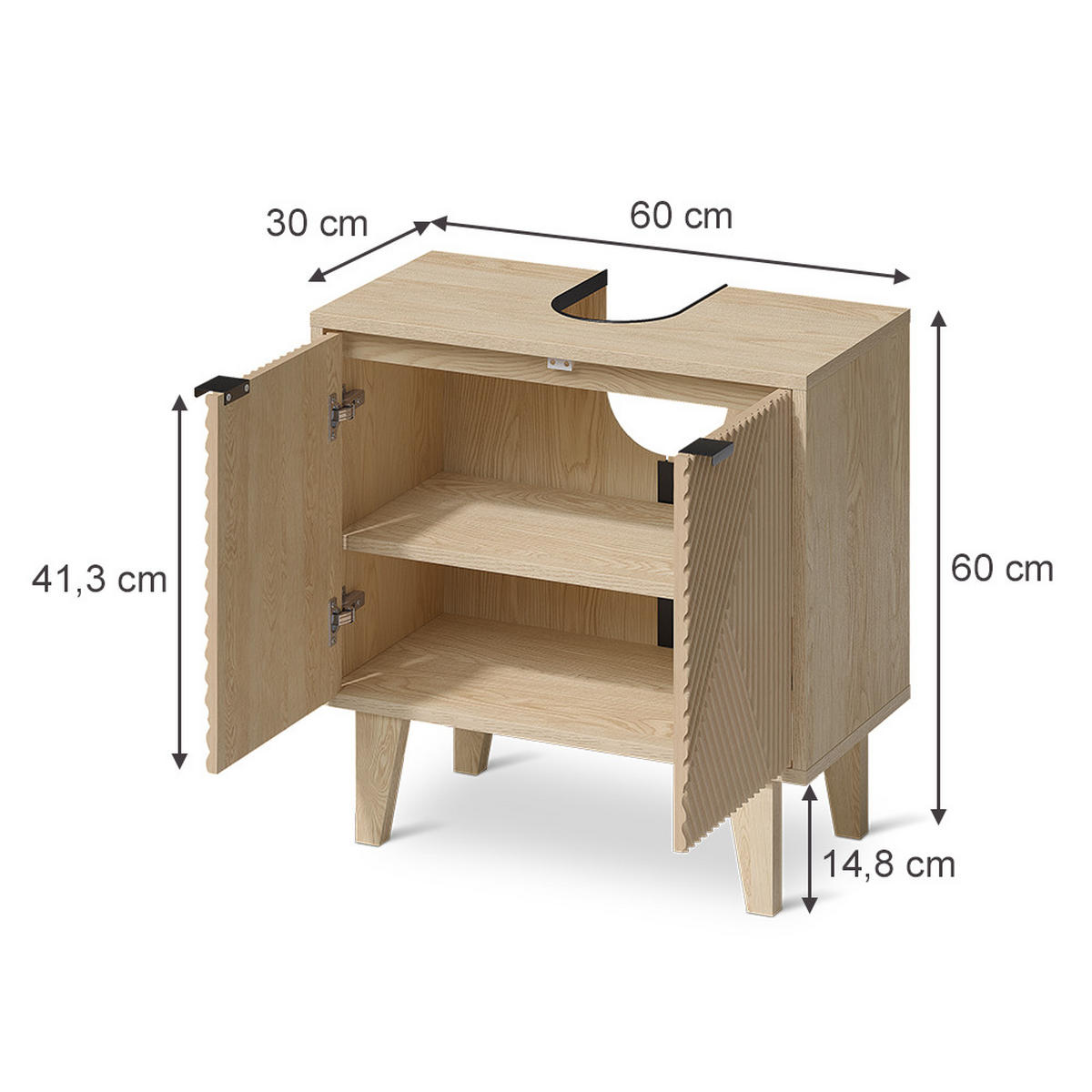 WASCHBECKENUNTERSCHRANK Arven, Eiche, 60 x 60 cm - Eichefarben, Holzwerkstoff (60/60/30cm) - Vicco