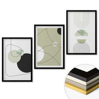 WANDBILDER 3er-Set - 40x60 cm Schwarzer Rahmen - Abstrakte Formen und Farben - Schwarz, Kunststoff (40/60cm) - ArtPrintCave