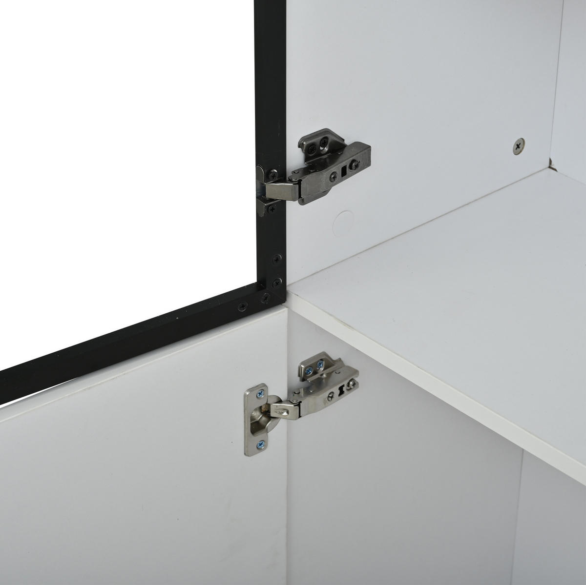 HOCHSCHRANK aus MDF 120x32x200cm in Weiß mit LED & Glastüren - Weiß, Holzwerkstoff (120/200/32cm) - Modfu