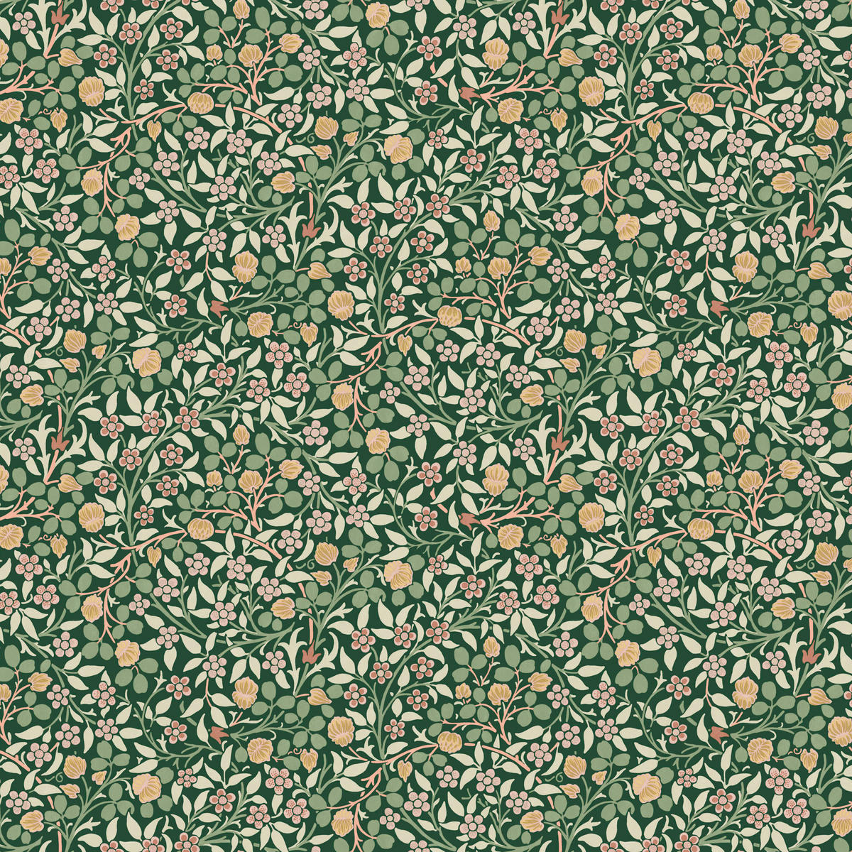 VLIESTAPETE Kleeblätter 1000x52cm - Grün, Papier/Kunststoff (52/1000cm) - William Morris at Home