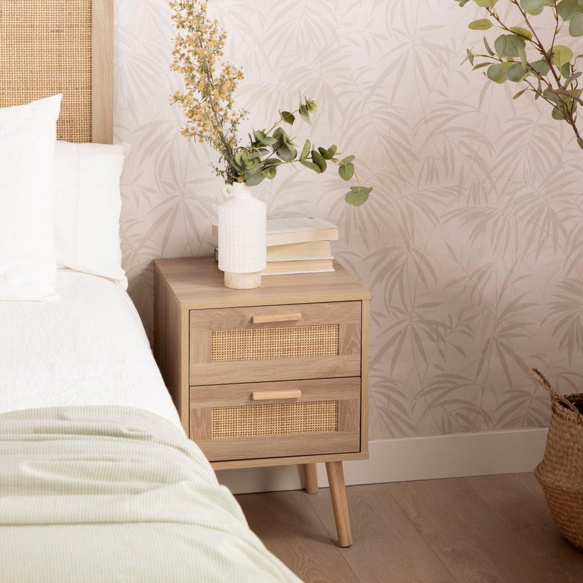 NACHTTISCH MIT 1 SCHUBLADE Tahiti Natürlich 40 cm x 56 cm - Naturfarben, Holzwerkstoff (40/56/40cm) - Klast Home