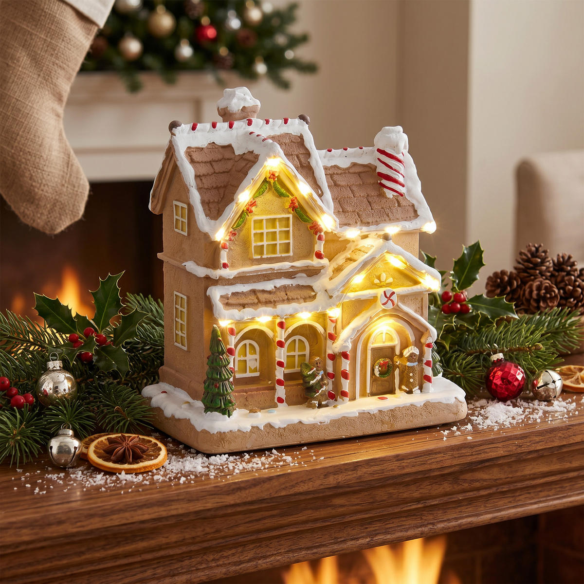 WEIHNACHTSDORF Resin Braun - Braun, Kunststoff (12.5/22.5/21.5cm) - HOMCOM