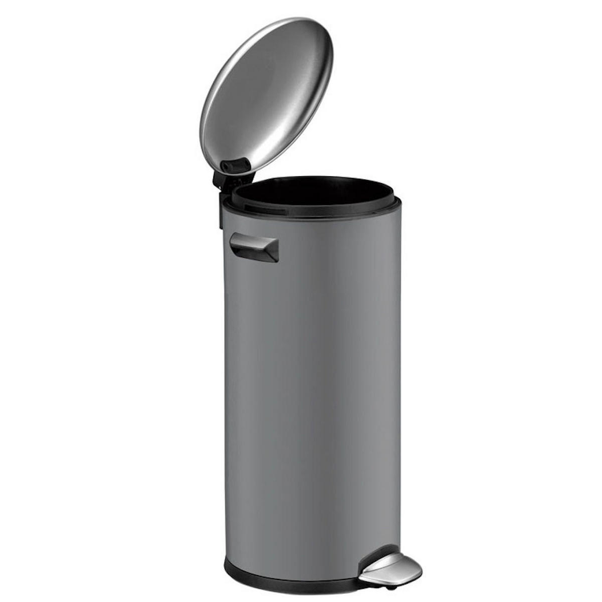 MÜLLEIMER Retro Mit Markanten Griffen und Kugelkappe 30 Liter 68,5 x 29,2 cm Kunststoff Inneneimer Grau - Grau, Metall (33.8/68.5/37.9cm) - PROREGAL