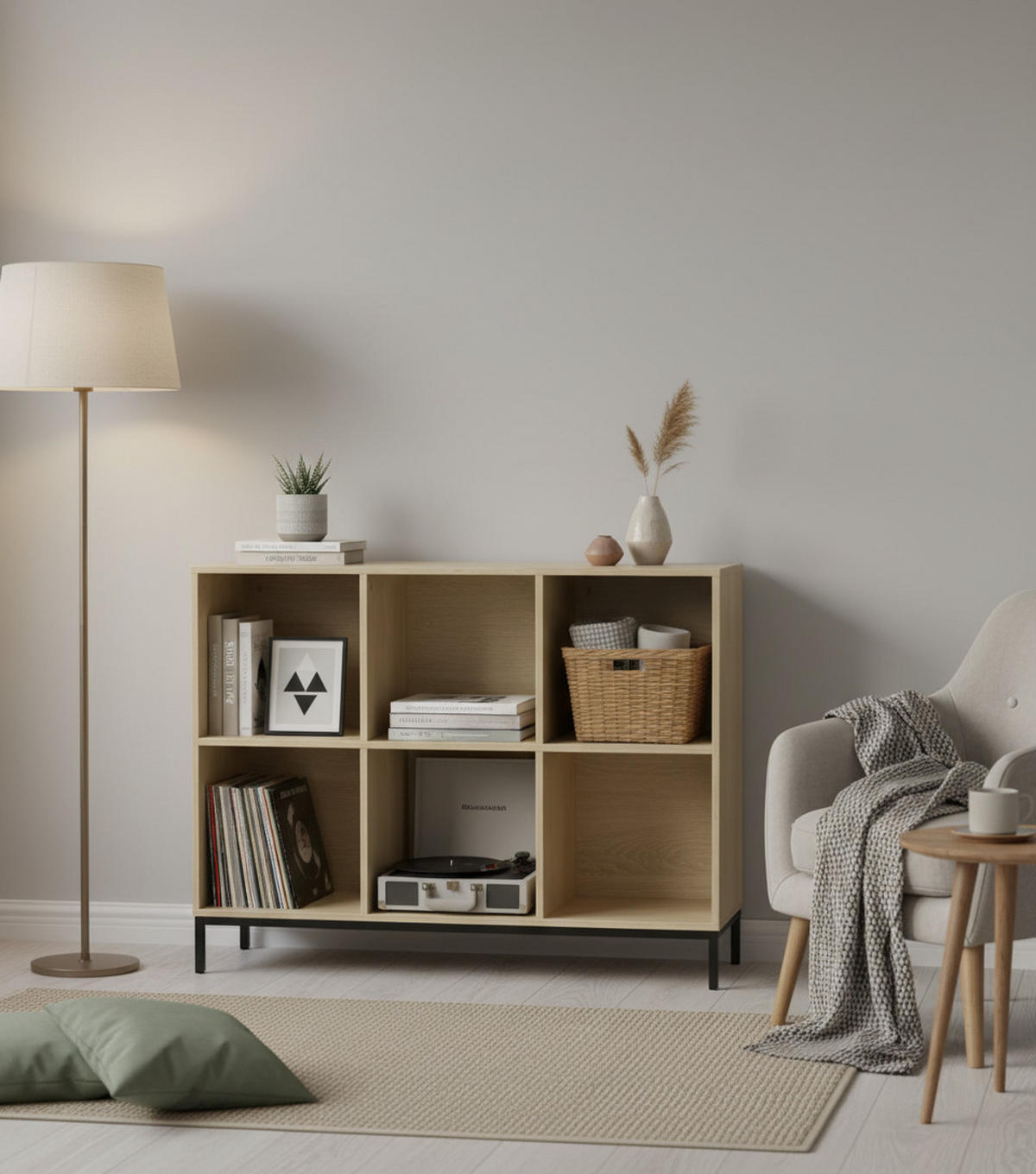 REGAL mit 6 Fächern und metallbeinen - Apfelbaumfarben, Holzwerkstoff (29.8/72.6/93.5cm) - Calicosy