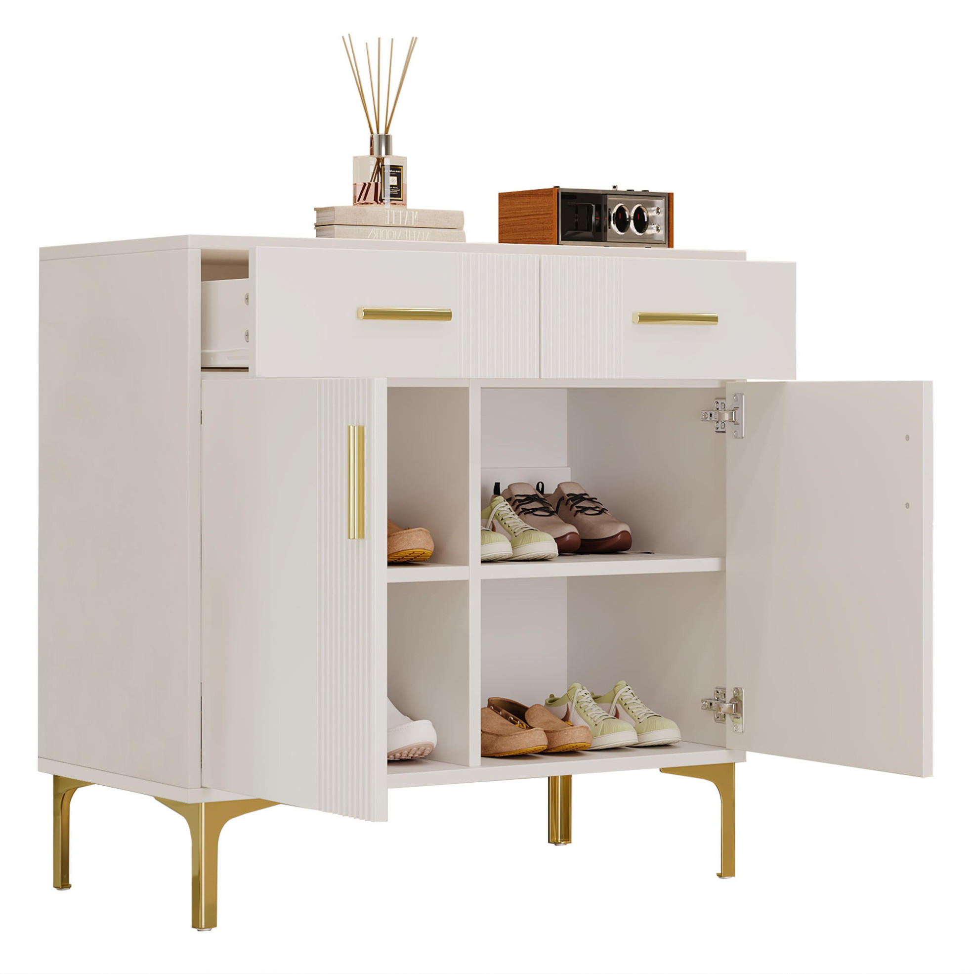 SIDEBOARD 80/79,5/35 cm Weiß aus MDF mit Kippsicherung - Weiß, Holzwerkstoff (35/79.5/80cm) - OKMYHOME