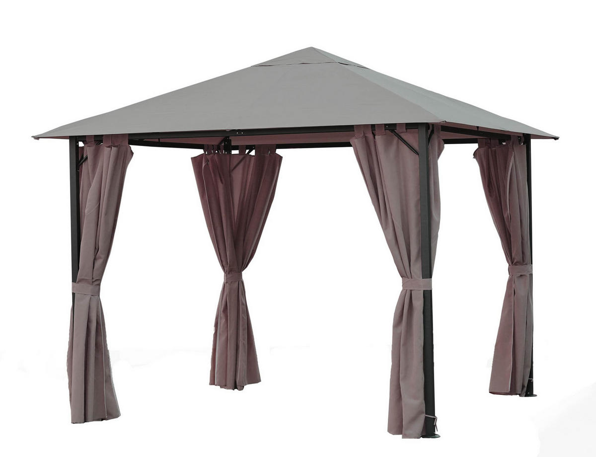 PAVILLON Nizza 3x3m Grau inkl. Seitenwand Set - Taupe, Metall (300/263/300cm) - QUICK STAR