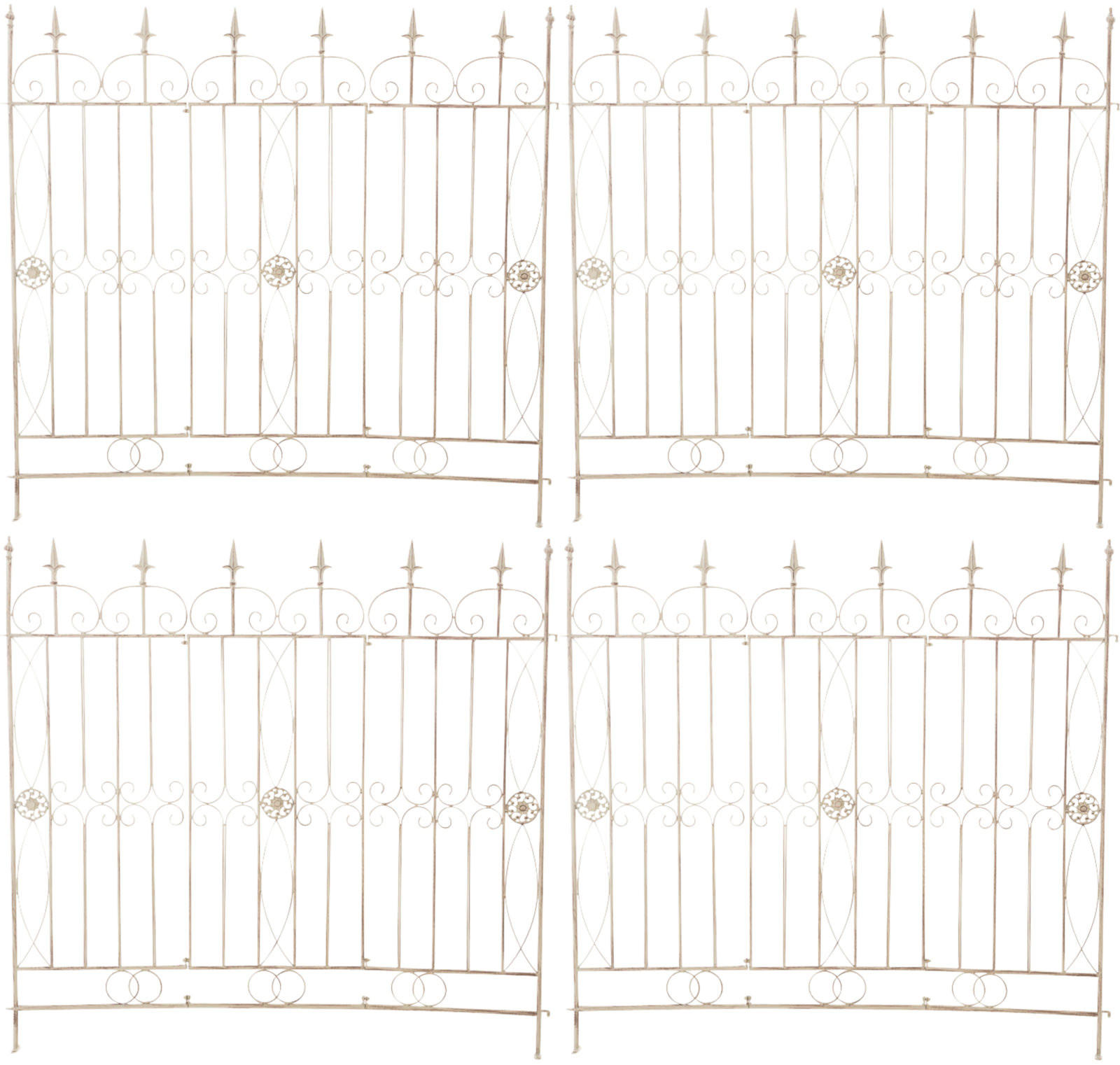 GARTENZAUN 4er Set Metall Antik-Creme - Creme, Metall (124/116cm) - CLP