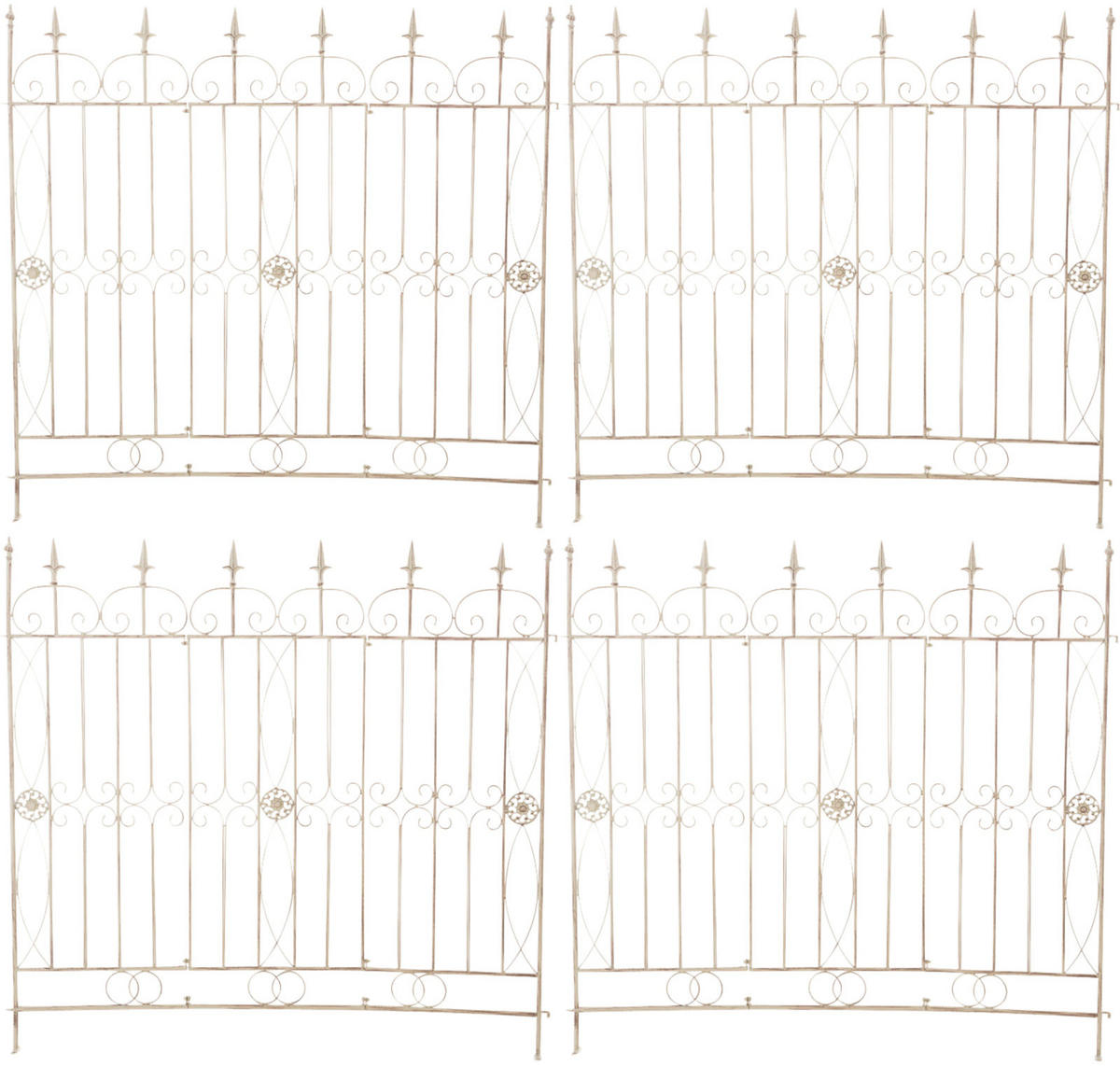 GARTENZAUN 4er Set Metall Antik-Creme - Creme, Metall (124/116cm) - CLP