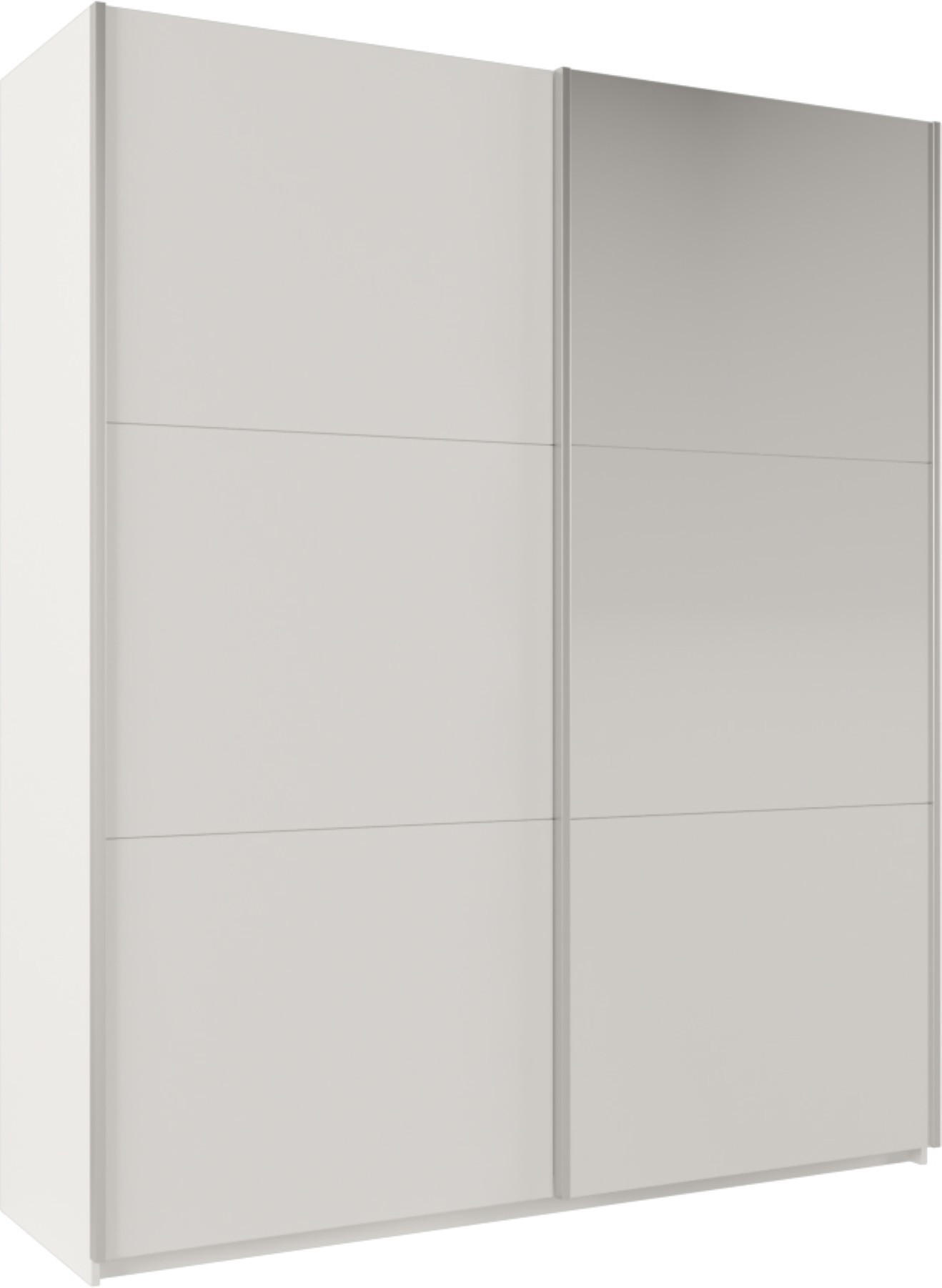 SCHWEBETÜRENSCHRANK ORIANNA 200/244/65 cm 2-türig mit Spiegel Weiß - Weiß, Holzwerkstoff (200/244/65cm) - MASSENO