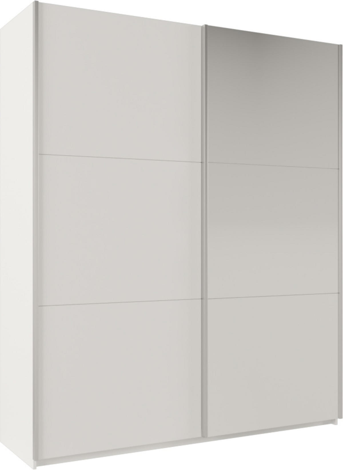 SCHWEBETÜRENSCHRANK ORIANNA 200/244/65 cm 2-türig mit Spiegel Weiß - Weiß, Holzwerkstoff (200/244/65cm) - MASSENO