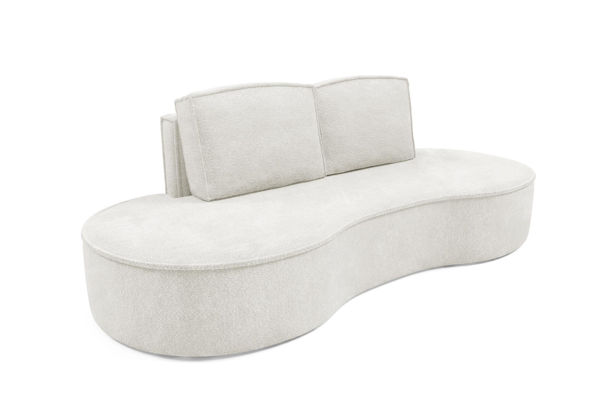 SOFA Flow Weiß, mit Kissen in Abriamo Stoff - Weiß, Holzwerkstoff (234/88/101cm) - Bettso
