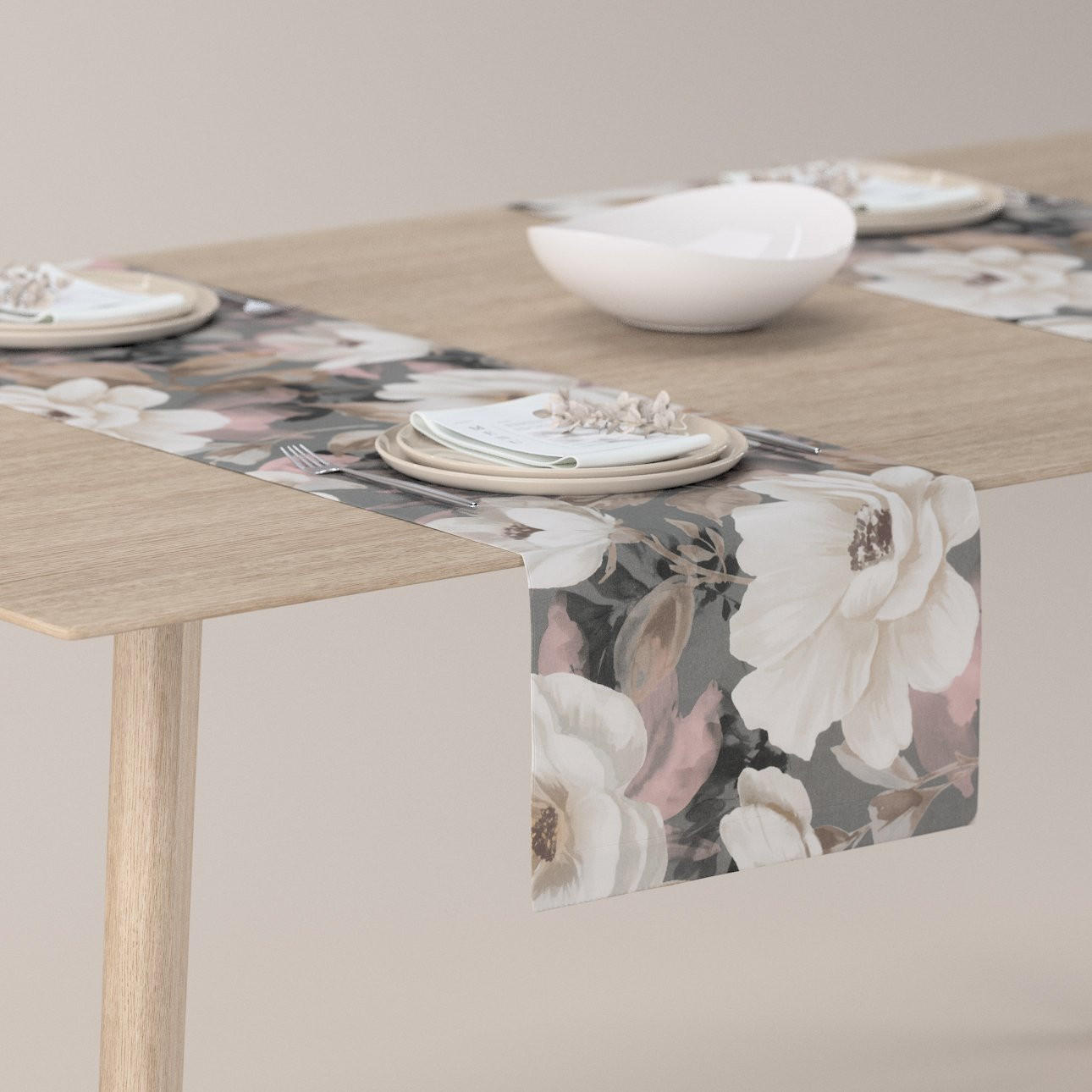 TISCHLÄUFER Gardenia, grau und rosa, 40x130 cm - Grau, Textil (40/130cm) - Dekoria